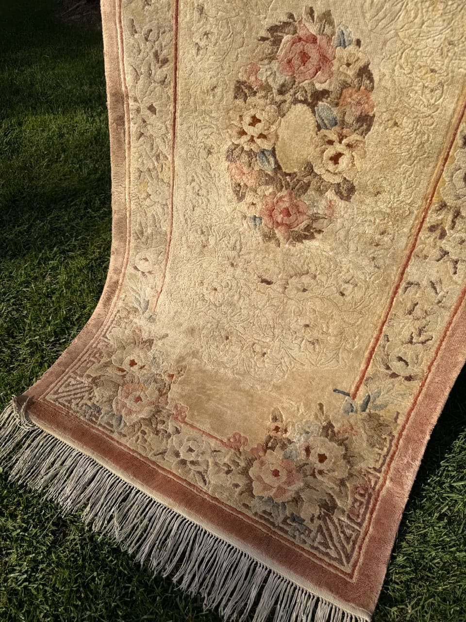 Dywan Pekiński 155x70 cm, jedwab beżowy, Chiny - 195810