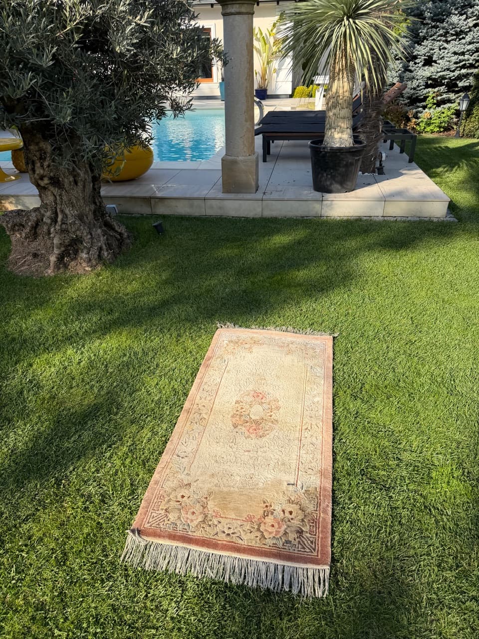 Dywan Pekiński 155x70 cm, jedwab beżowy, Chiny - 195813