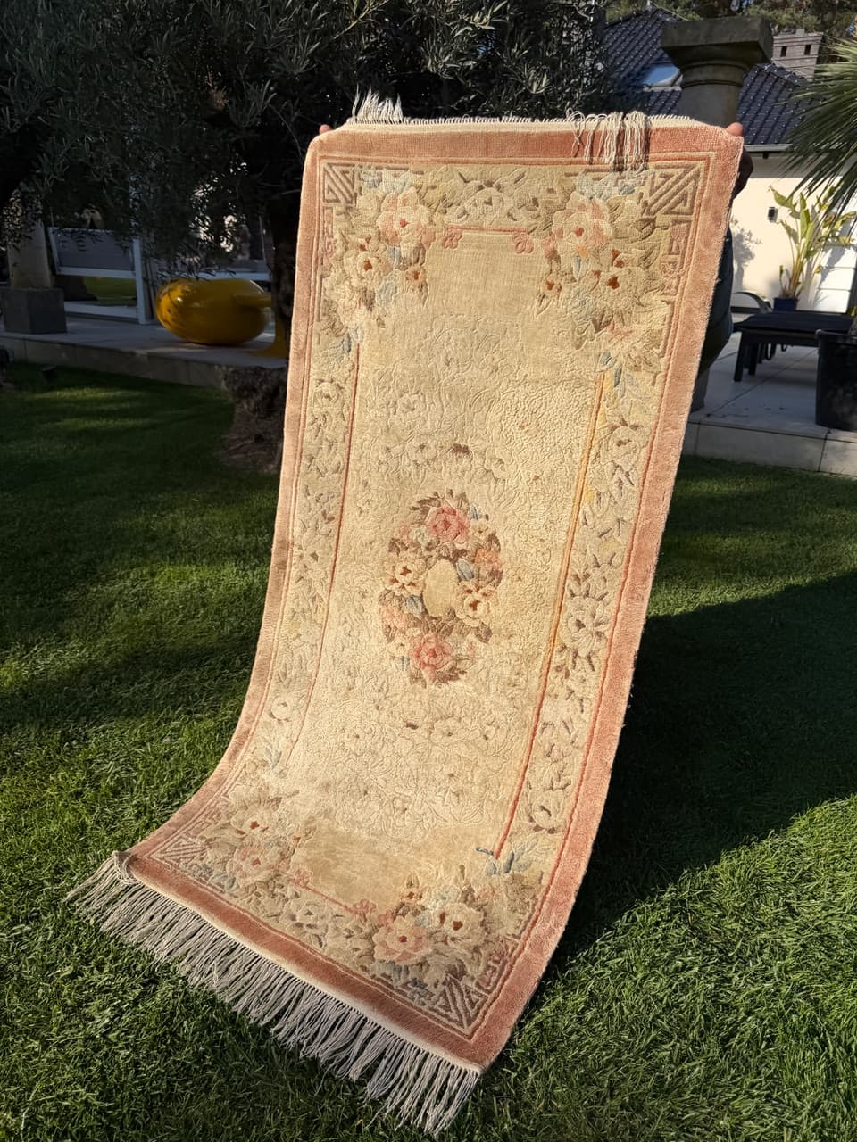 Dywan Pekiński 155x70 cm, jedwab beżowy, Chiny - 195812