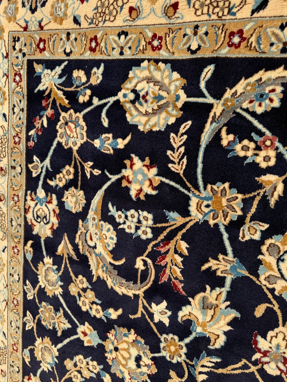 Rug Nain 200x200 cm, navy blue, wool, Iran - 195828