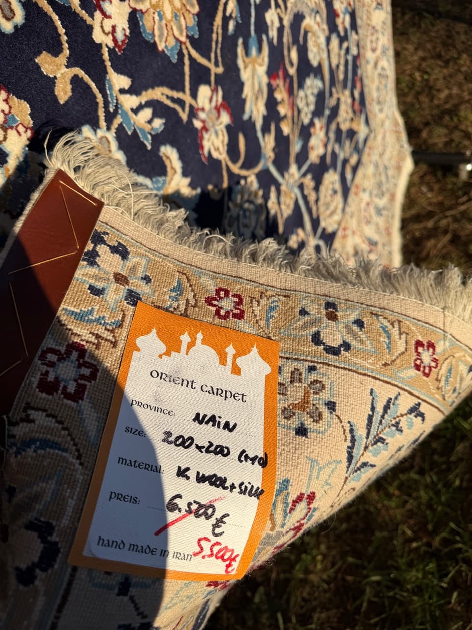 Rug Nain 200x200 cm, navy blue, wool, Iran - 195821