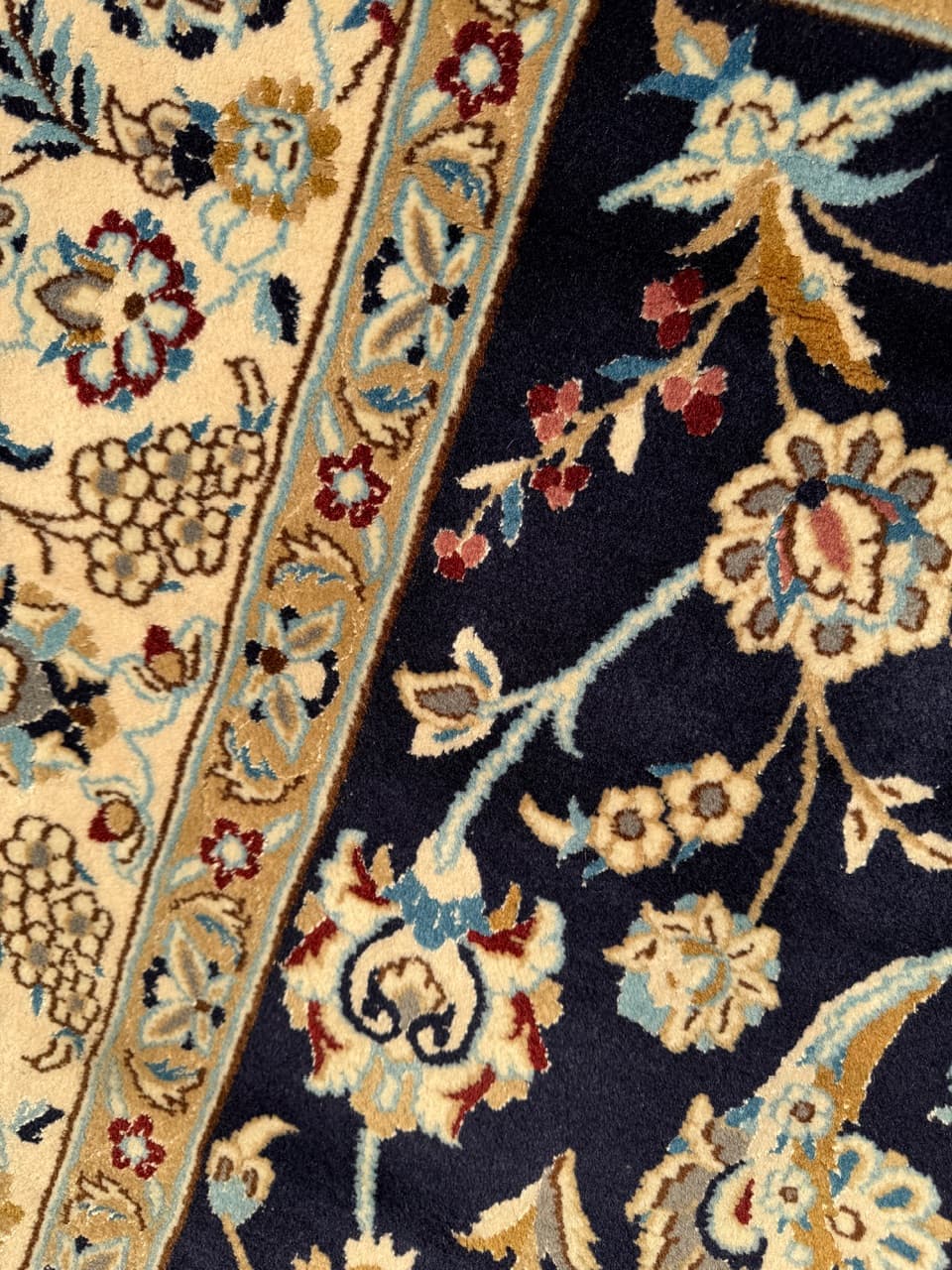 Rug Nain 200x200 cm, navy blue, wool, Iran - 195830