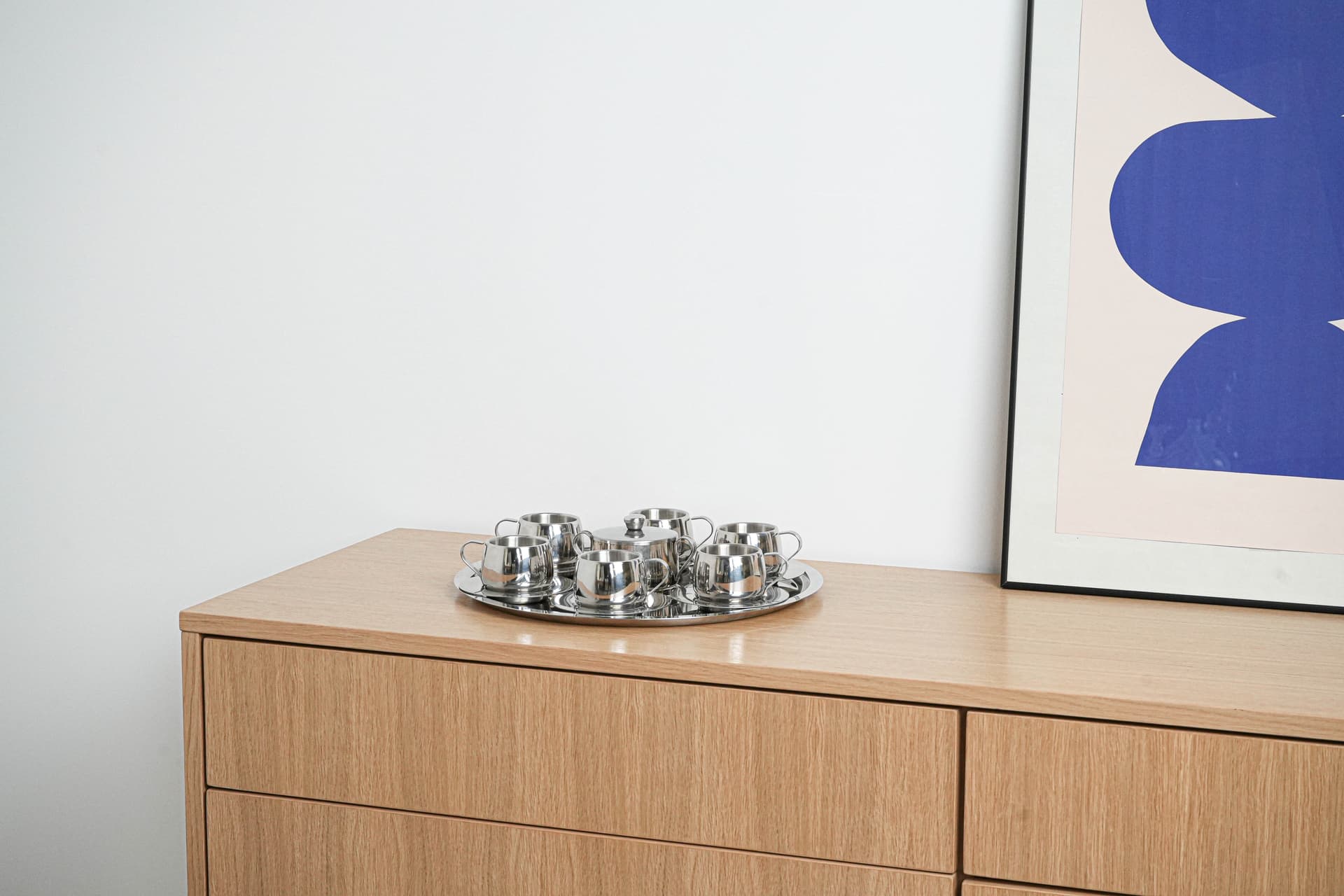 Serwis kawowy, stal polerowana srebrny, Włochy, lata 80. - 195922