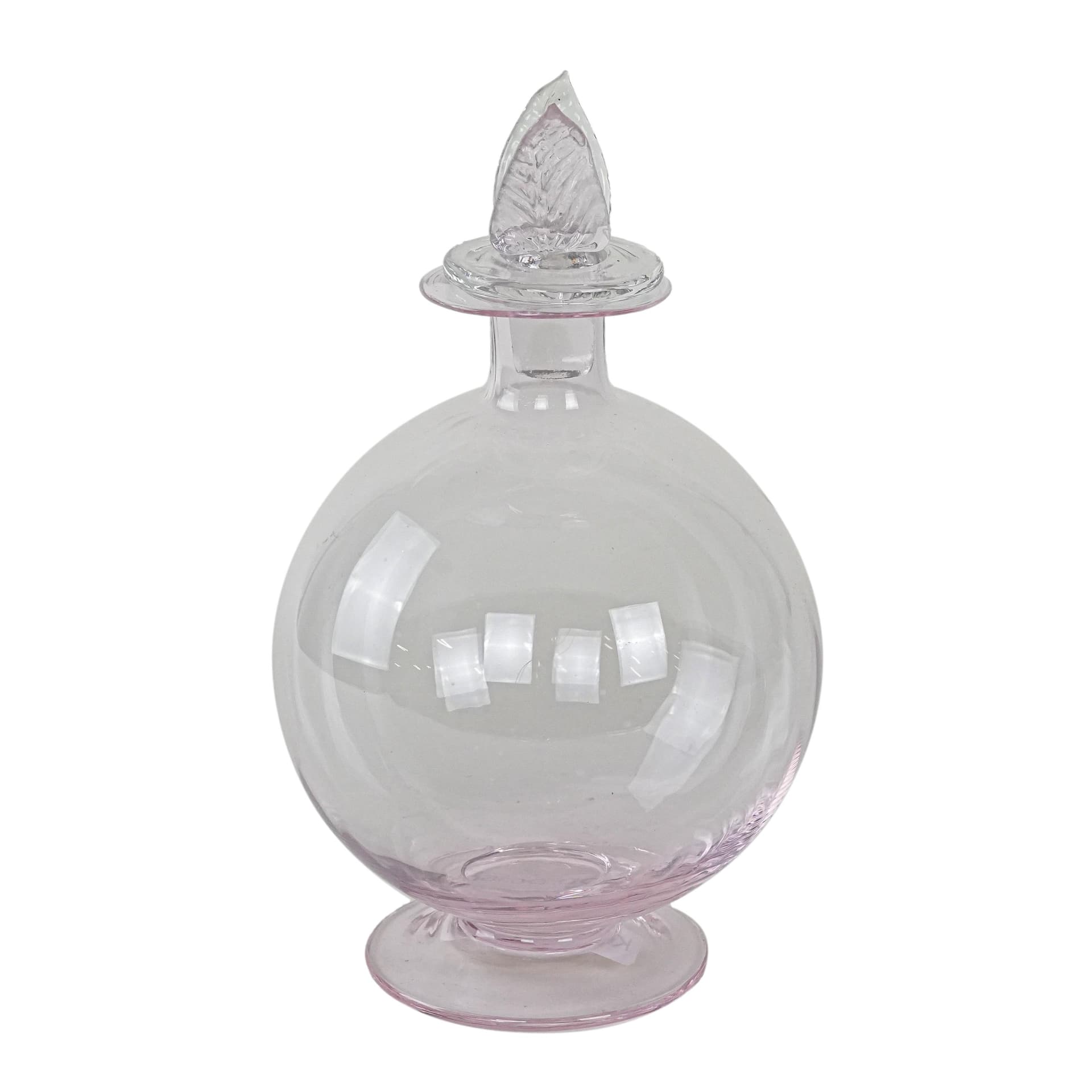 Carafe, spherical, pink glass, Italy, 1970s.