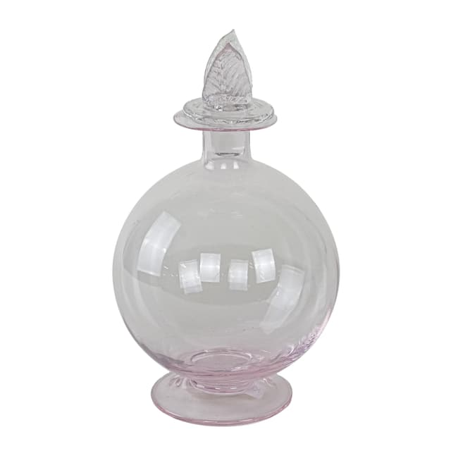 Carafe, spherical, pink glass, Italy, 1970s. - DIMENSION