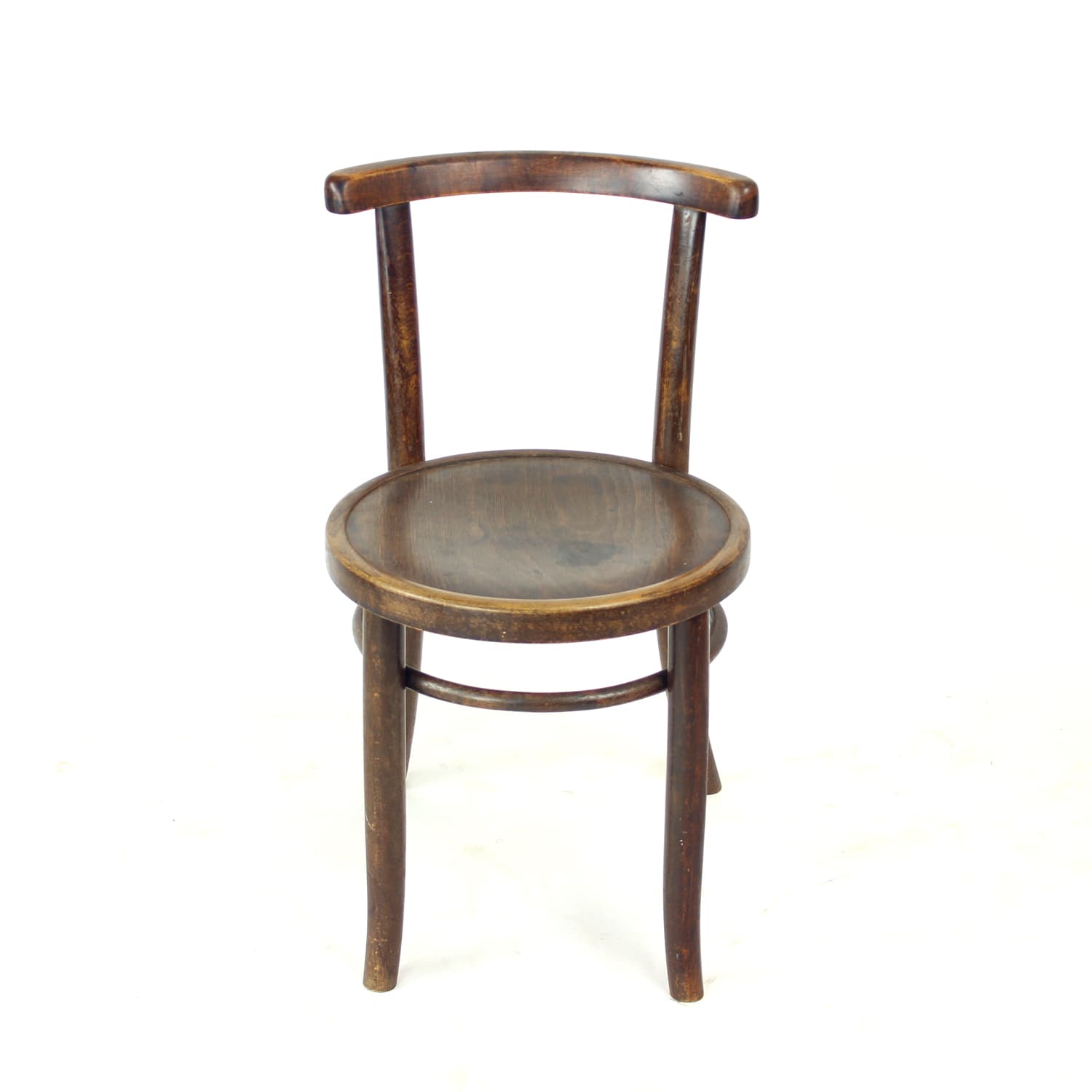 Round child chair, dark brown oak, Tatra Nabytok, Czech Republic, 1950s.