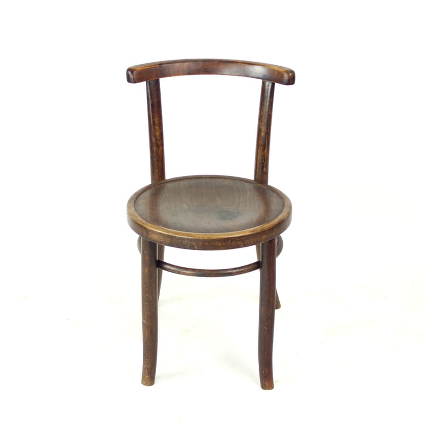 Round child chair, dark brown oak, Tatra Nabytok, Czech Republic, 1950s.