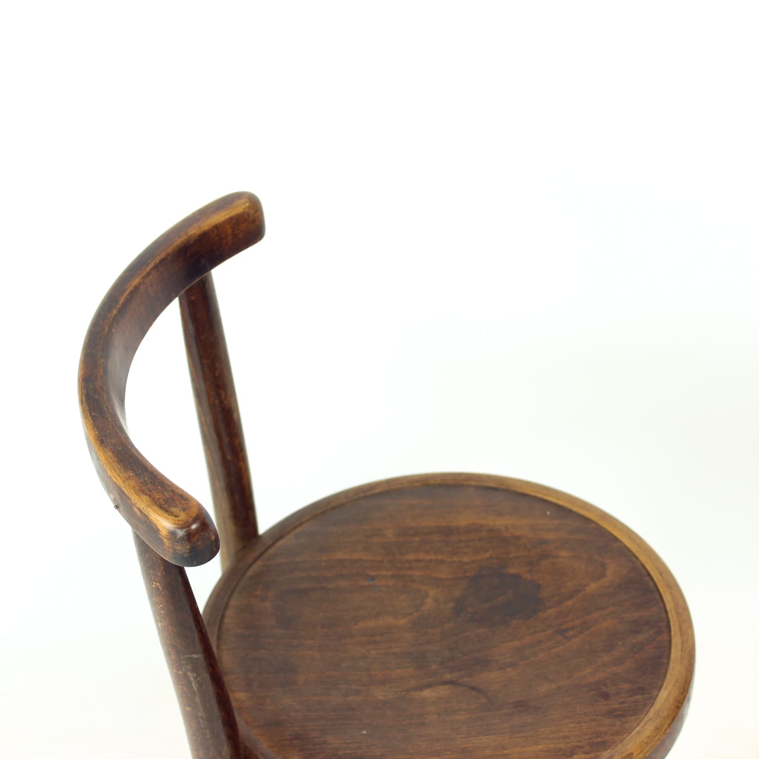 Round child chair, dark brown oak, Tatra Nabytok, Czech Republic, 1950s. - 195952