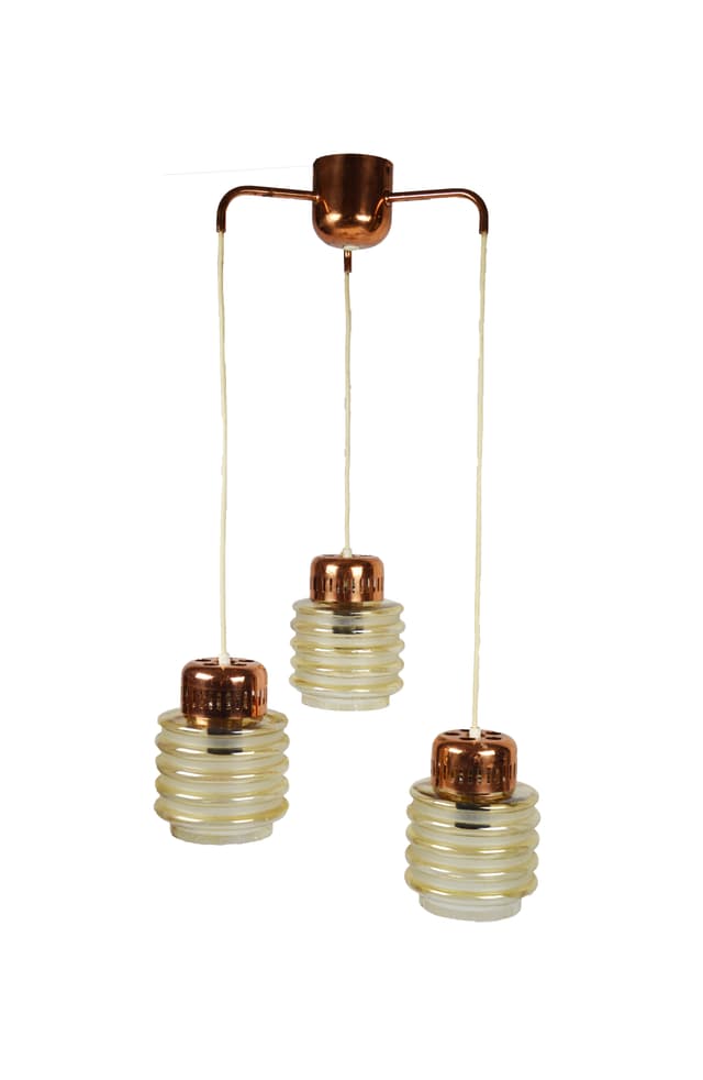 Cascade pendant lamp, honey glass, copper, Europe, 1970s. - DIMENSION