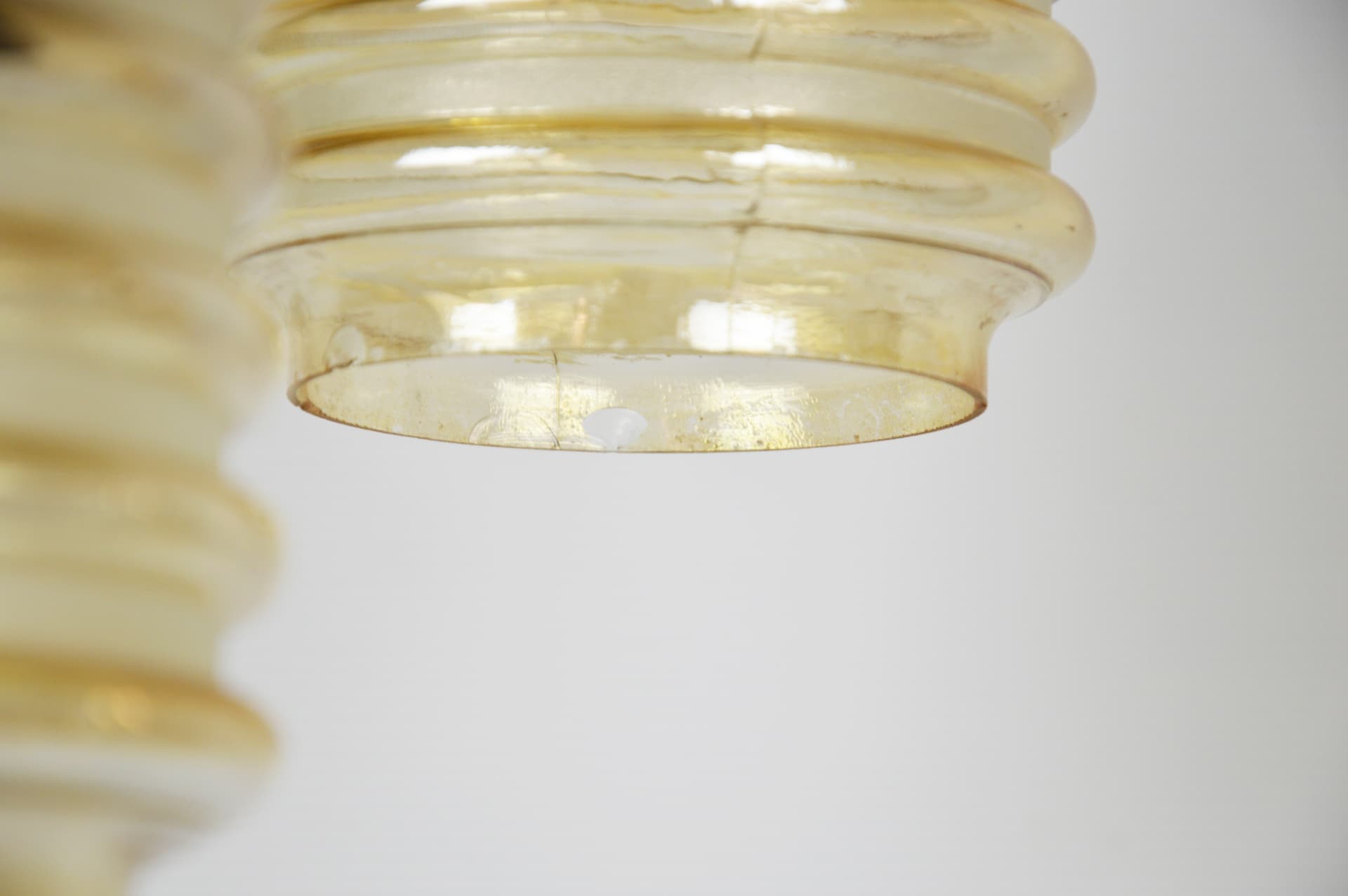 Cascade pendant lamp, honey glass, copper, Europe, 1970s. - 196035