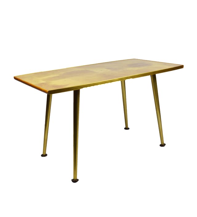 Coffee table, light burl wood, gold metal, 1980s. - DIMENSION