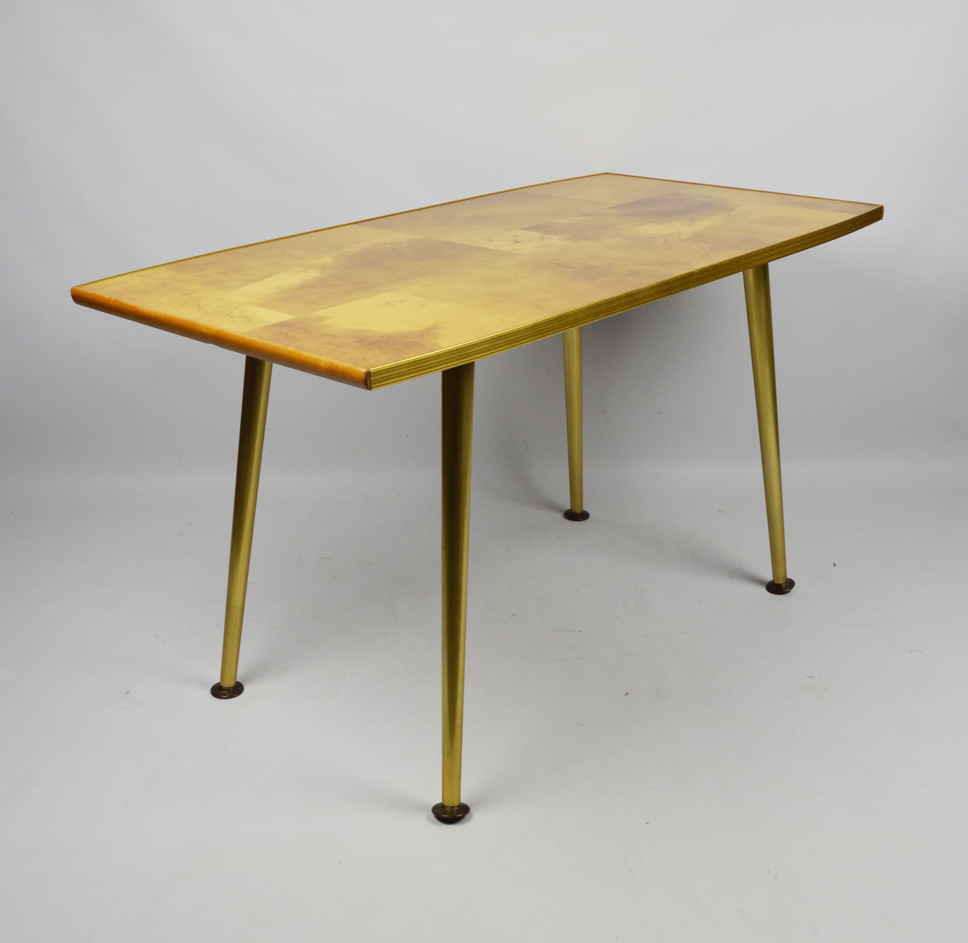 Coffee table, light burl wood, gold metal, 1980s. - 196075