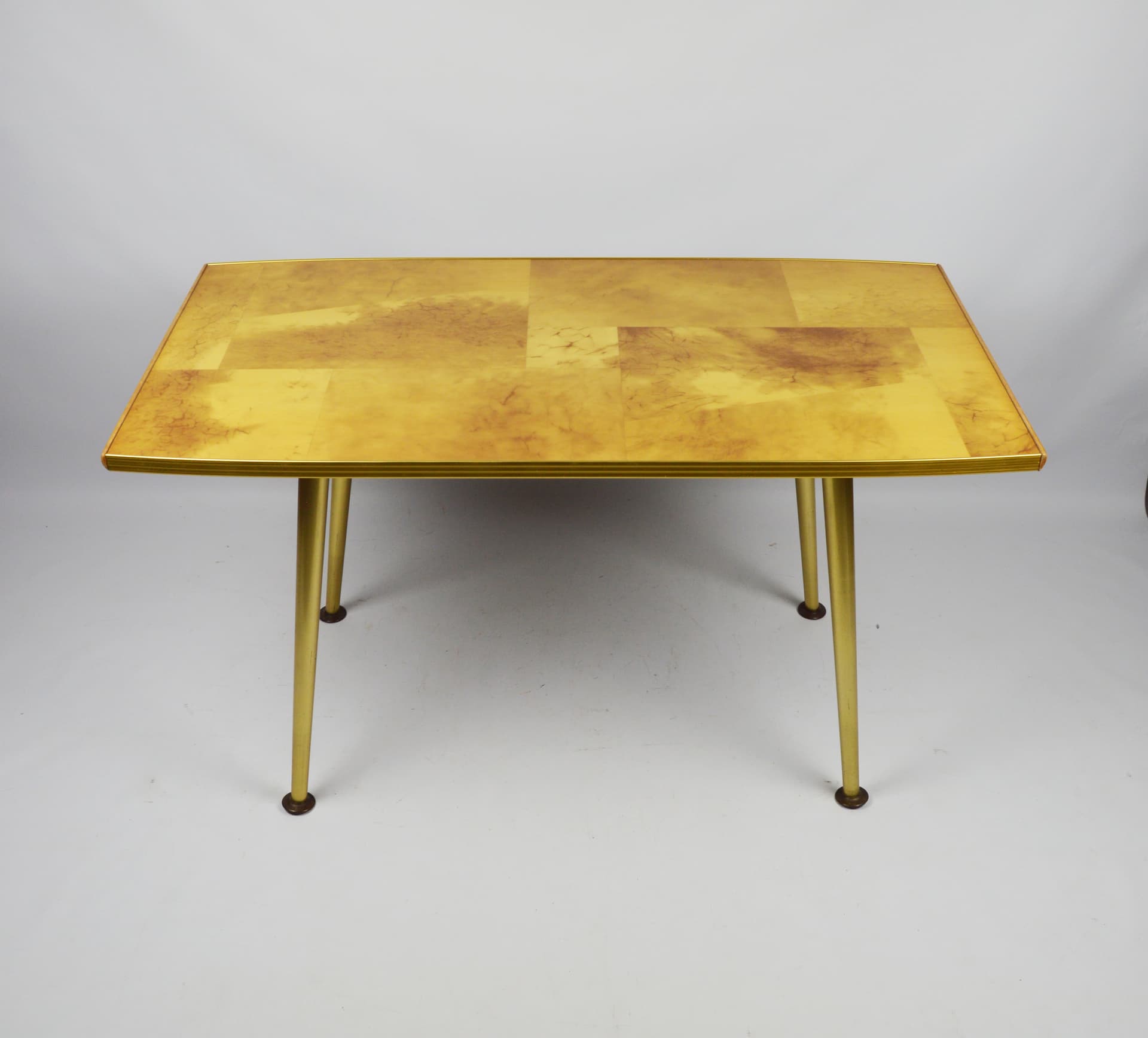 Coffee table, light burl wood, gold metal, 1980s. - 196068