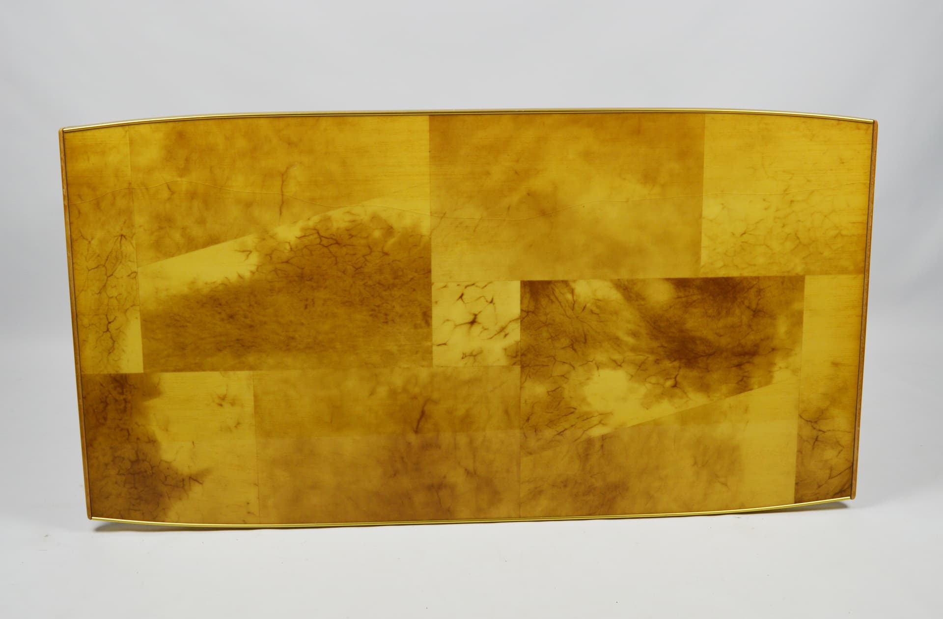 Coffee table, light burl wood, gold metal, 1980s. - 196076