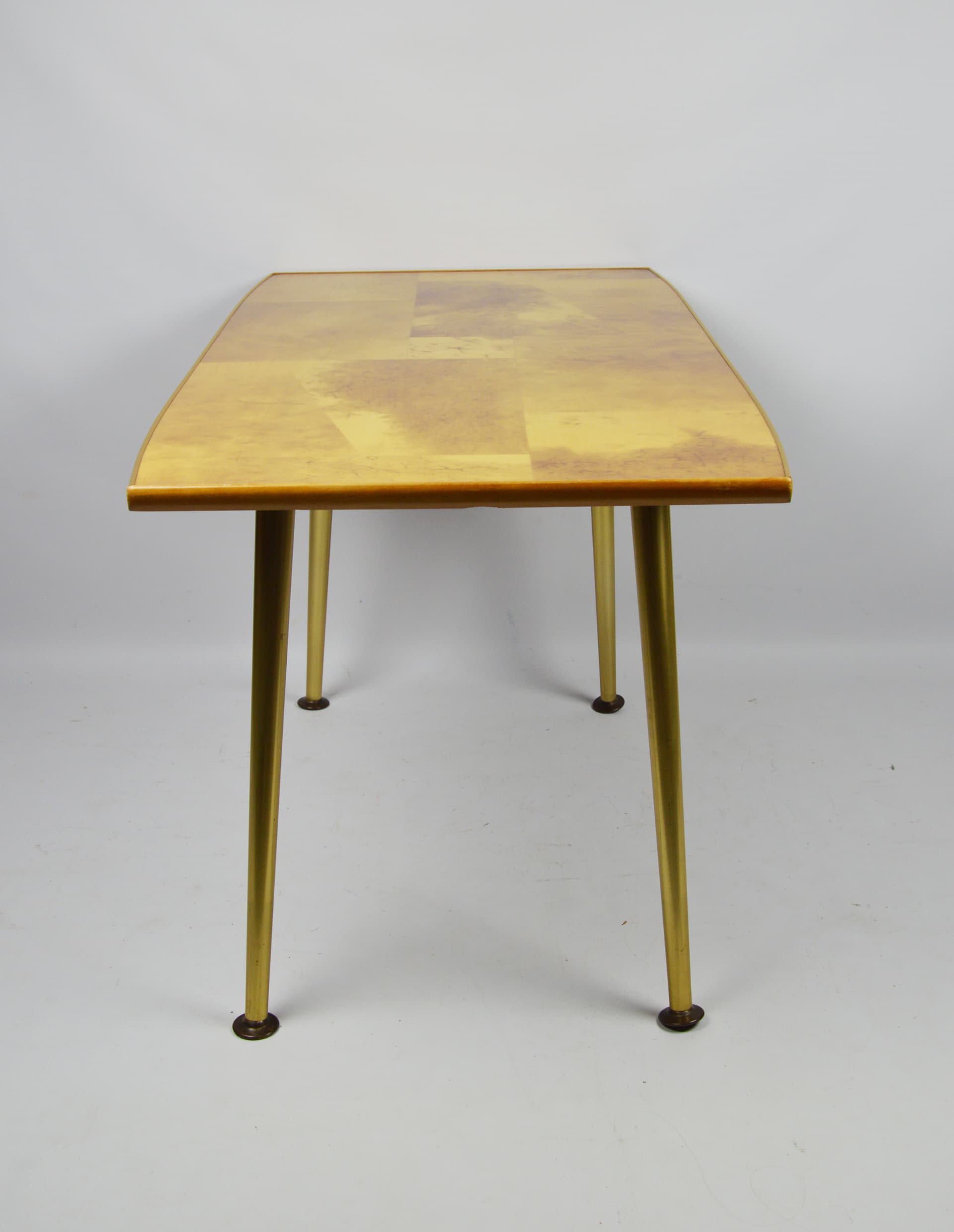 Coffee table, light burl wood, gold metal, 1980s. - 196072