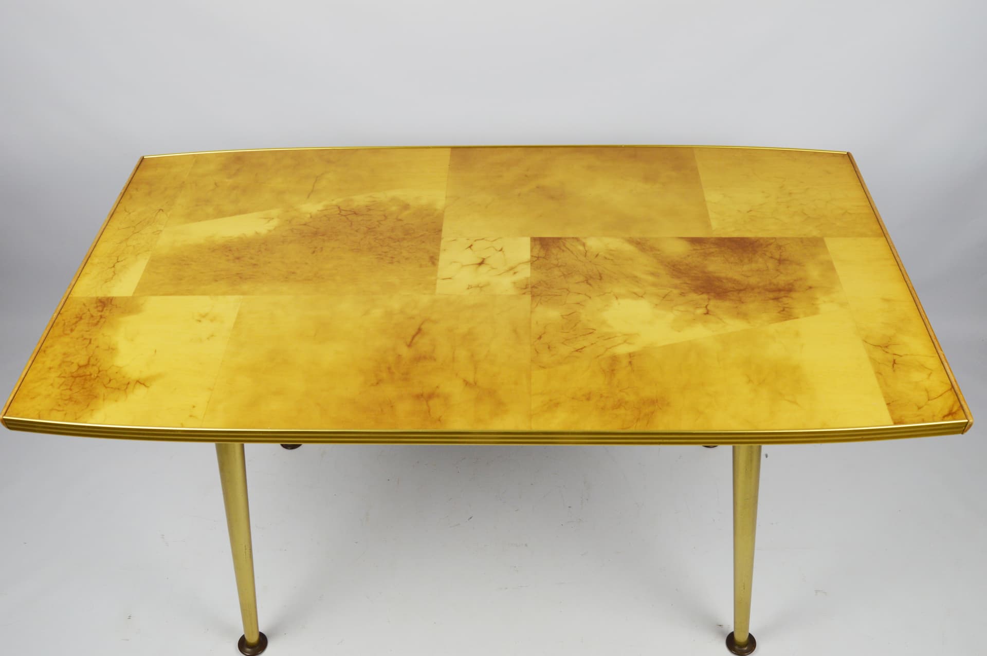 Coffee table, light burl wood, gold metal, 1980s. - 196074