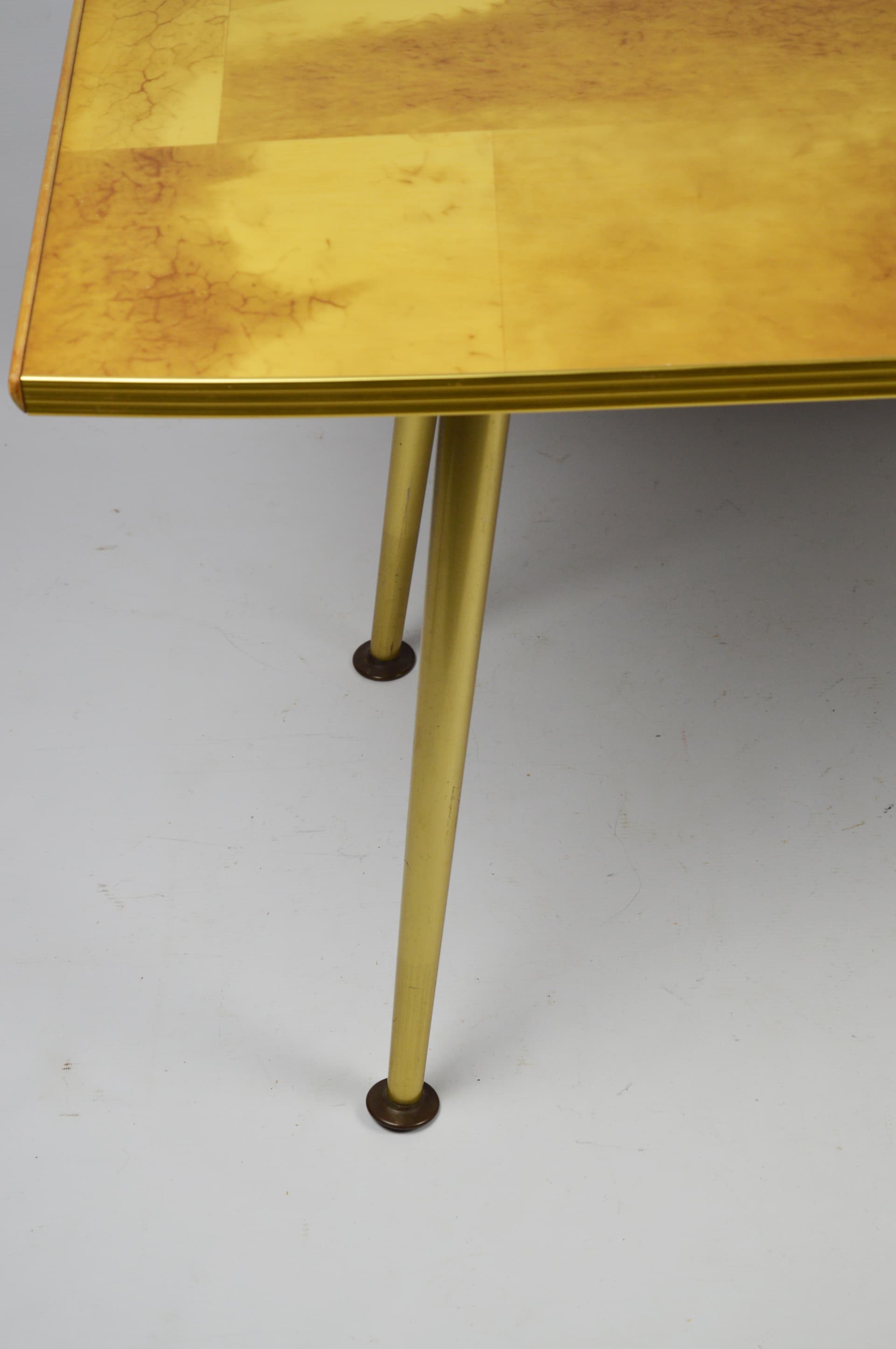 Coffee table, light burl wood, gold metal, 1980s. - 196071