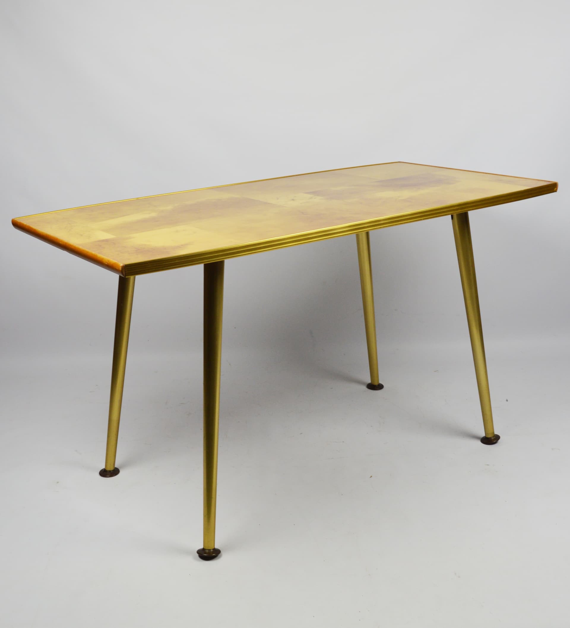Coffee table, light burl wood, gold metal, 1980s. - 196067