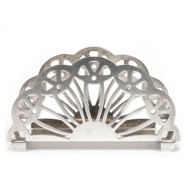 Serwetnik Art Deco, mosiądz srebrny, Hefra, Polska, lata 60. - WYMIARY