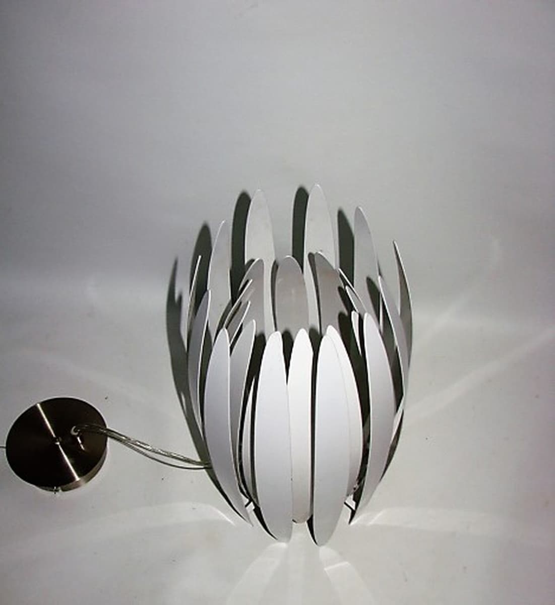 Pendant lamp Jaws, silver metal, by B. Frandsen, 1980s. - 196230