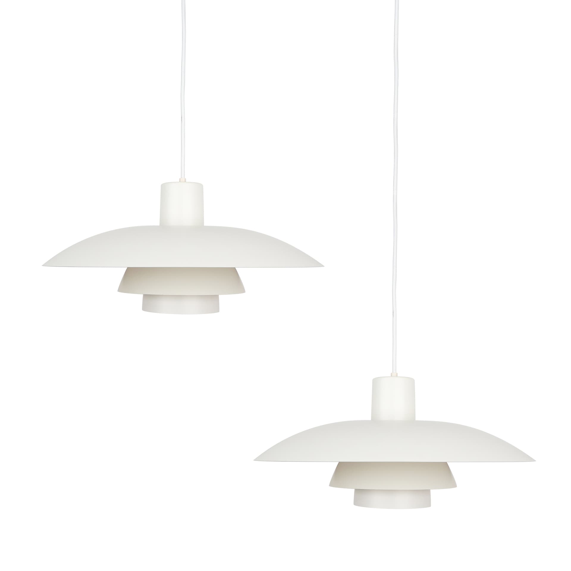 Pair of pendant lamps PH 4/3, white metal, by P. Henningsen, Louis Poulsen, Denmark, 1960s. - 196250