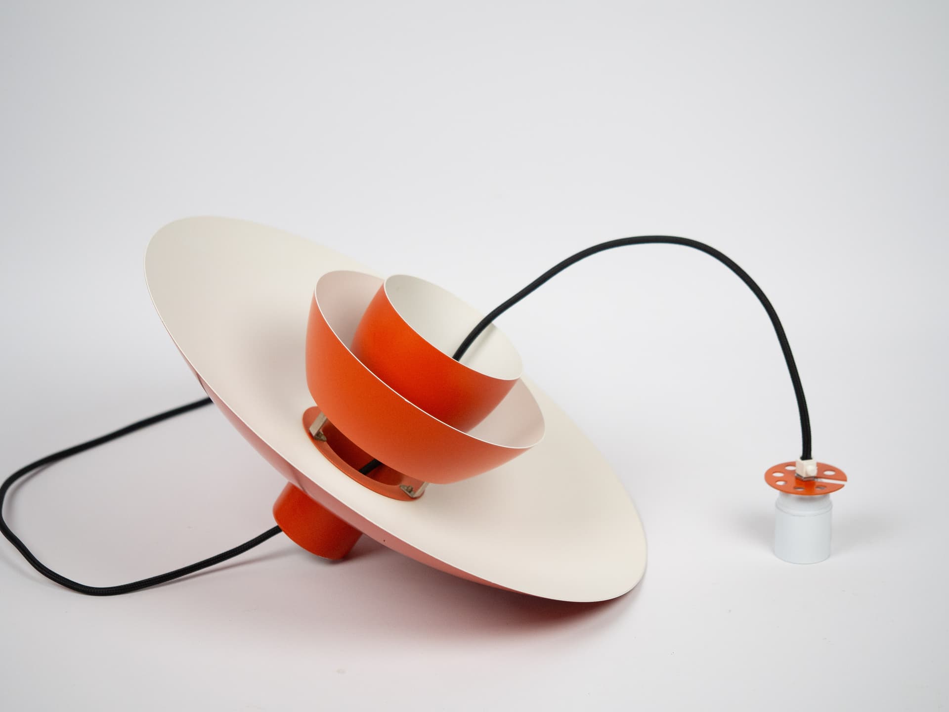 Pendant lamp PH 4/3, red aluminum, by P. Henningsen, Louis Poulsen, Denmark, 1970s. - 196296