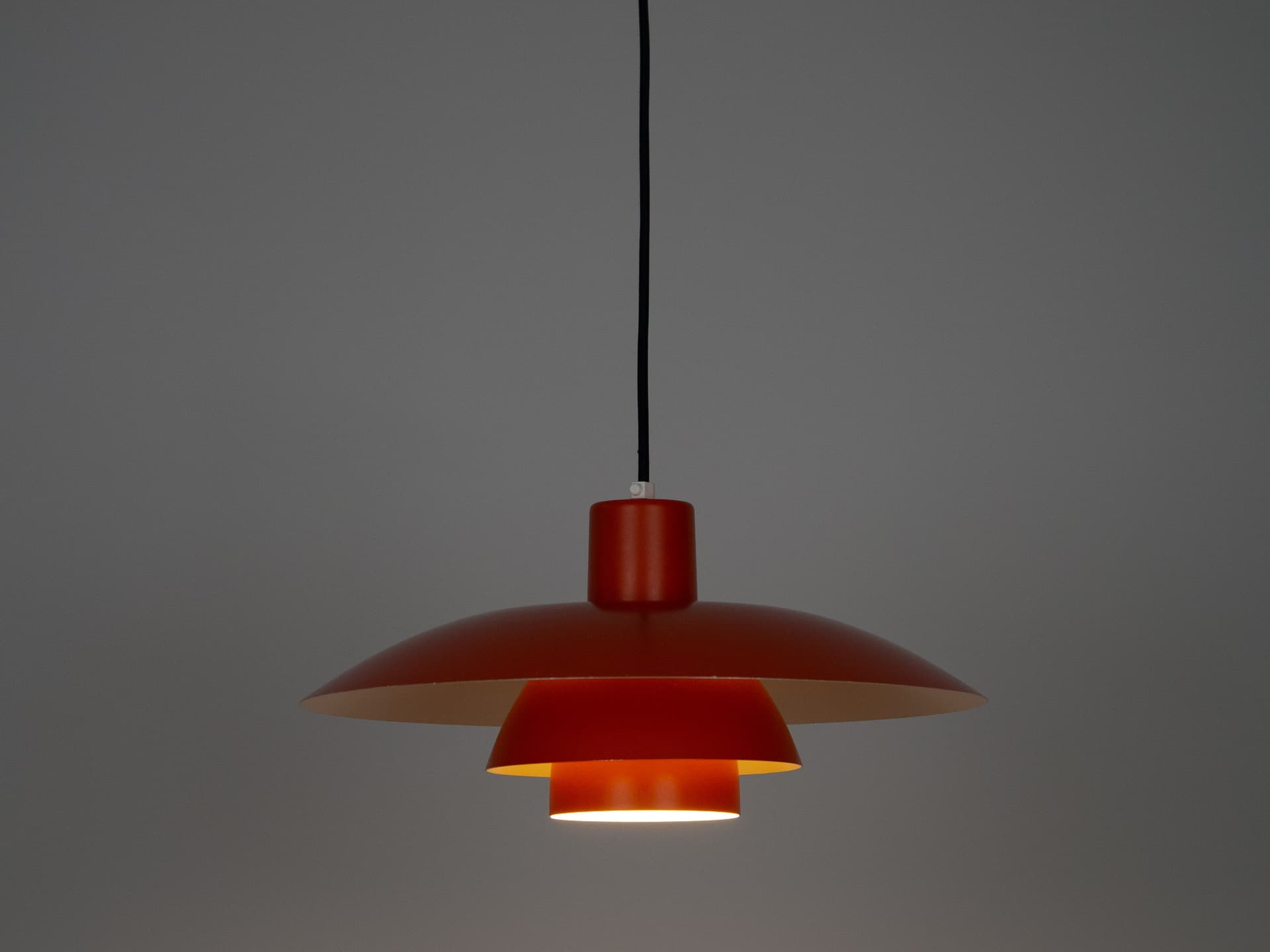 Pendant lamp PH 4/3, red aluminum, by P. Henningsen, Louis Poulsen, Denmark, 1970s. - 196292