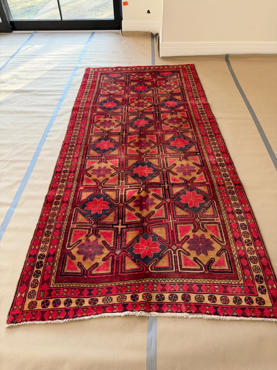 Chodnik Hamadan 310x145 cm, czerwony, wełna, Iran - 196352