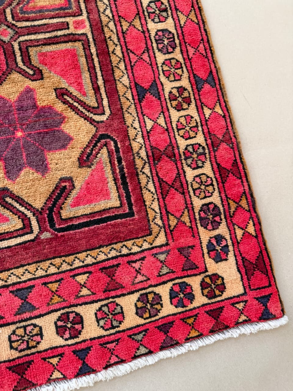 Chodnik Hamadan 310x145 cm, czerwony, wełna, Iran - 196358