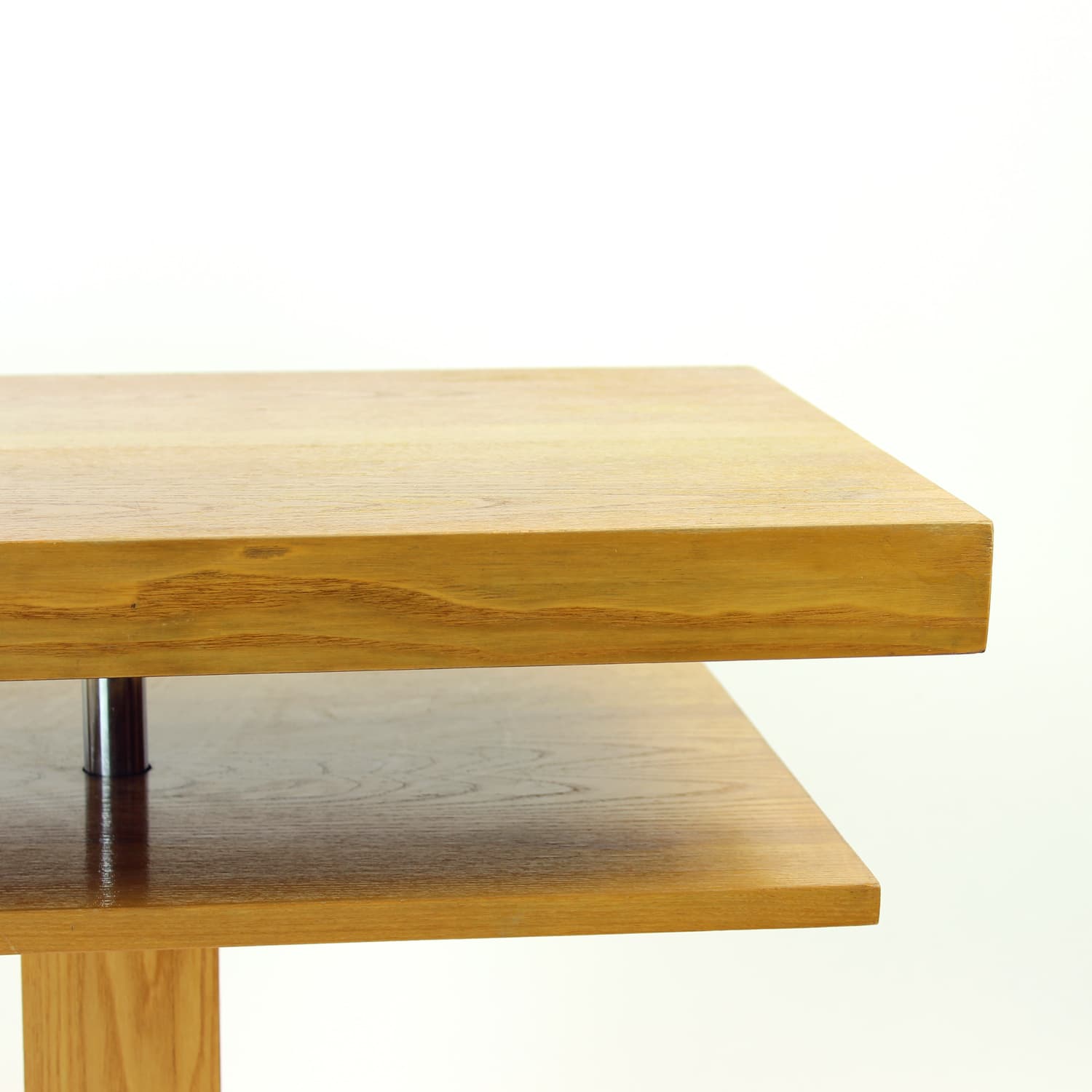 Coffee table, light brown ash, steel, 1960s. - 196417