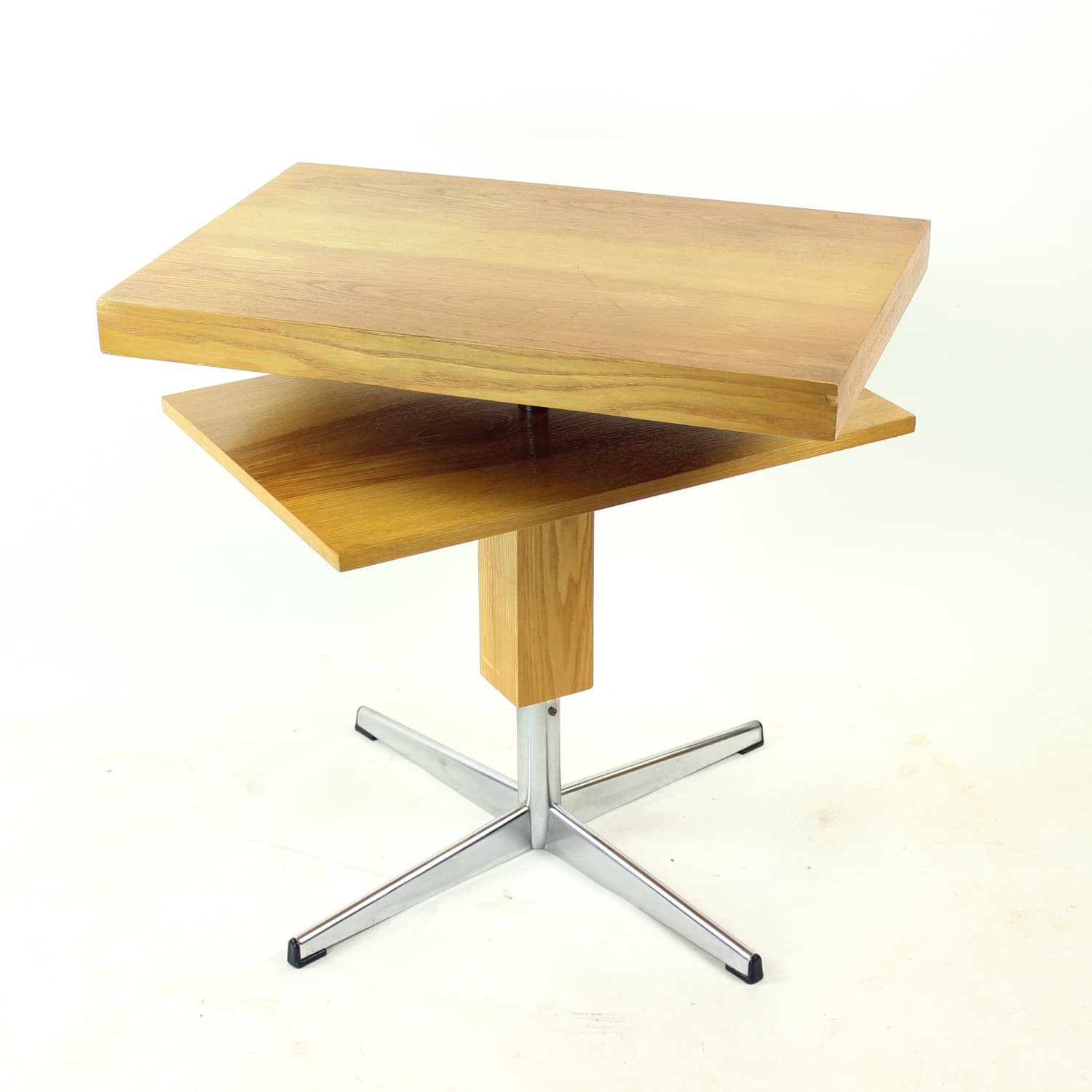 Coffee table, light brown ash, steel, 1960s. - 196418