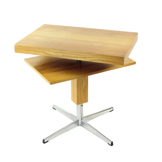 Coffee table, light brown ash, steel, 1960s. - DIMENSION