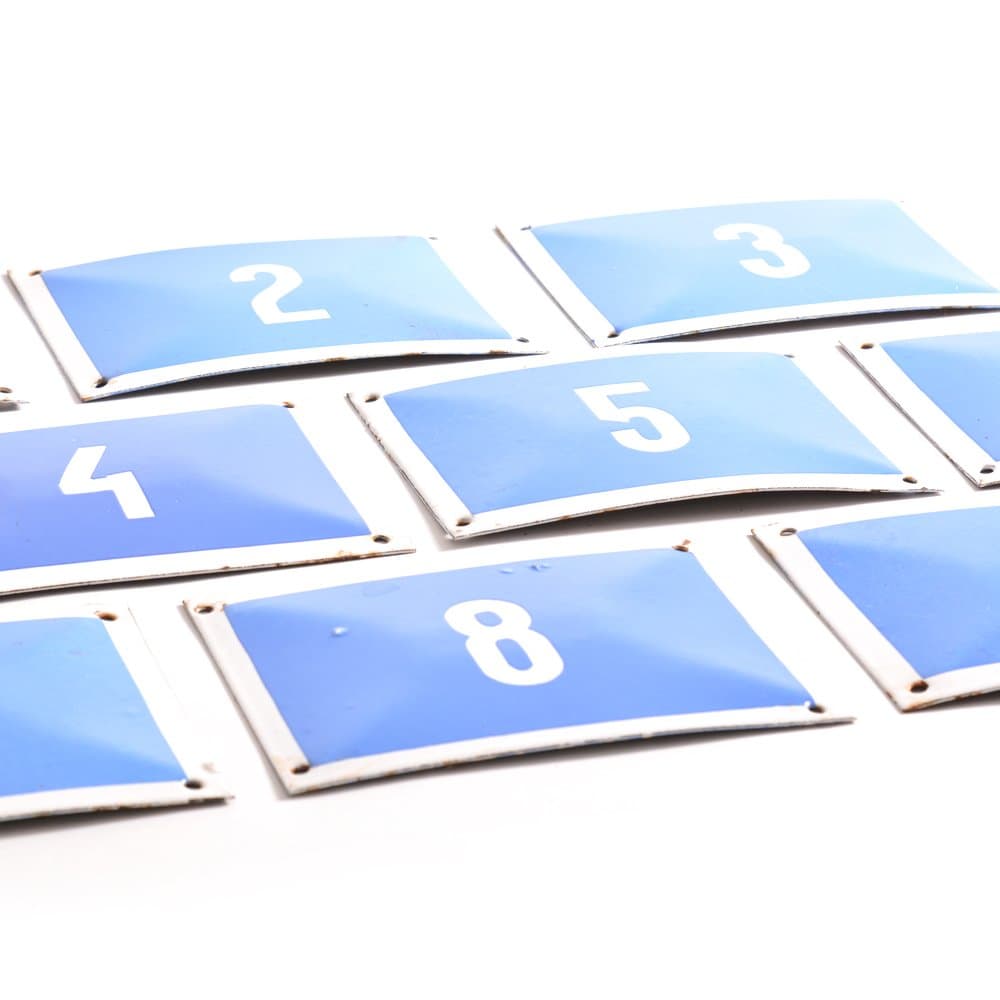 Zestaw tabliczek emaliowanych, niebieski, metal, Czechosłowacja, lata 50. - 196441