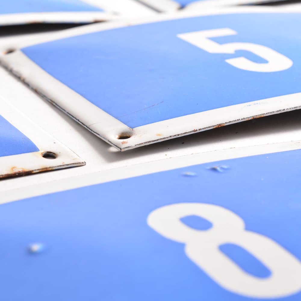 Zestaw tabliczek emaliowanych, niebieski, metal, Czechosłowacja, lata 50. - 196438