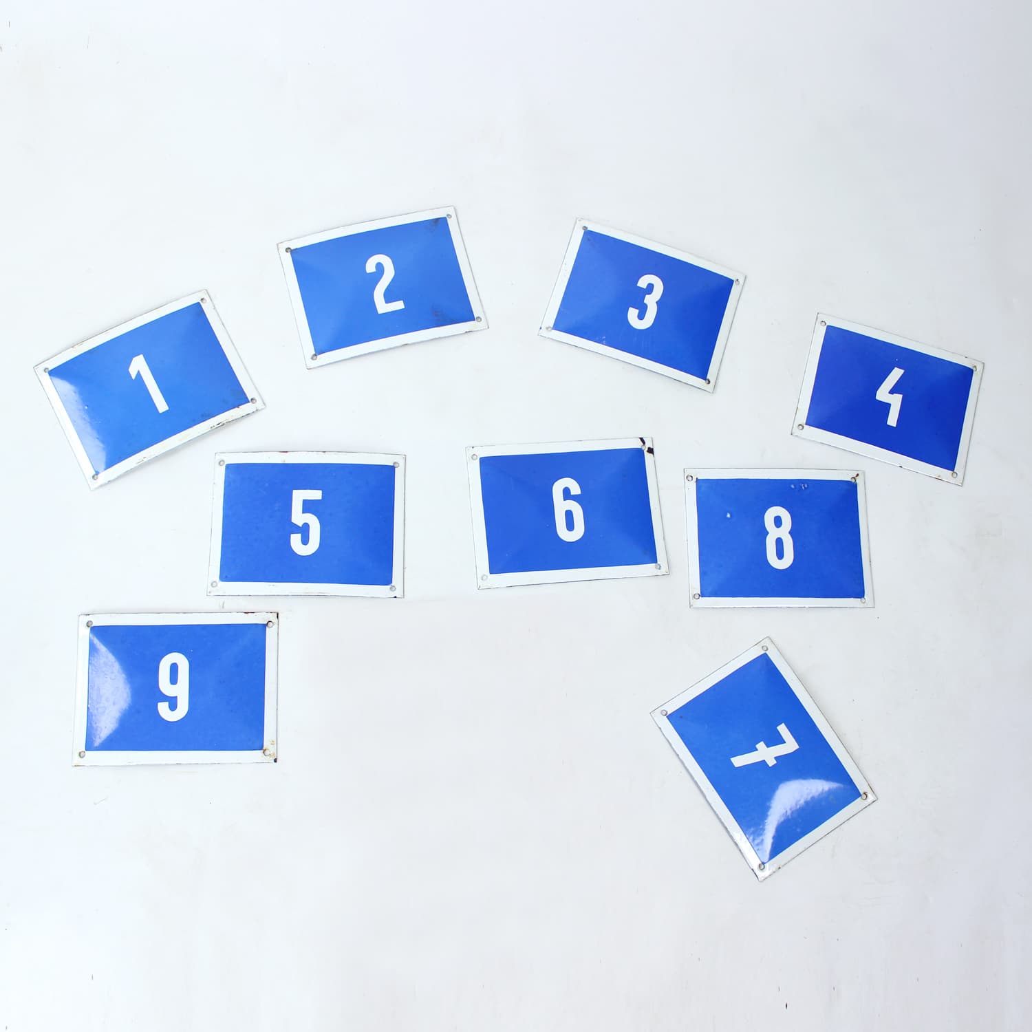 Zestaw tabliczek emaliowanych, niebieski, metal, Czechosłowacja, lata 50. - 196443