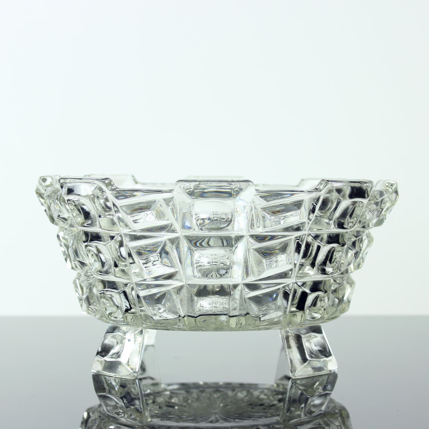 Set of Two Art Deco Bowls, transparent glass, Libochovice, Czechoslovakia, 1930s. - 196471