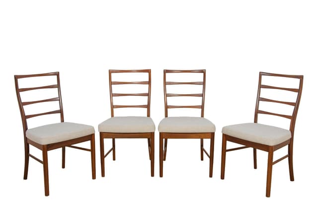 Komplet czterech krzeseł, teak brązowy jasny, McIntosh, Wielka Brytania, lata 60. - WYMIARY