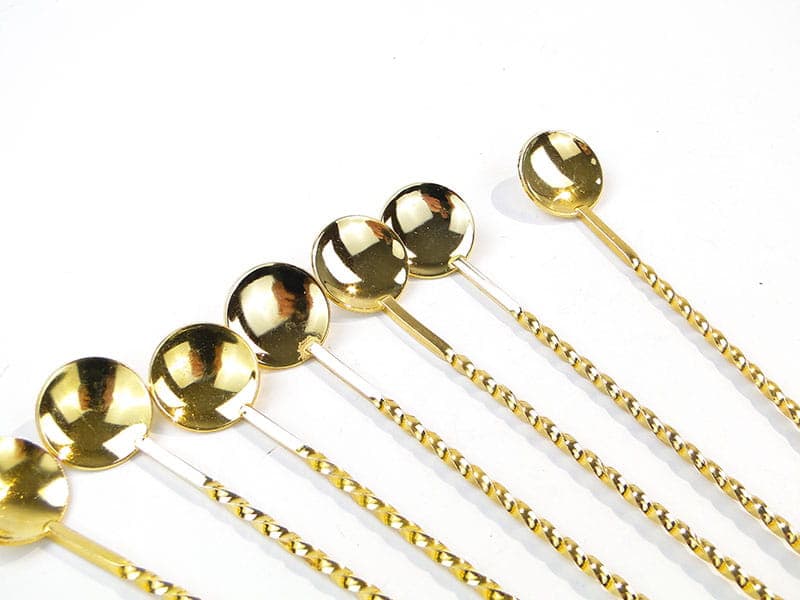 Set of cocktail spoons New Look, golden, metal, France, 1970s - 196559