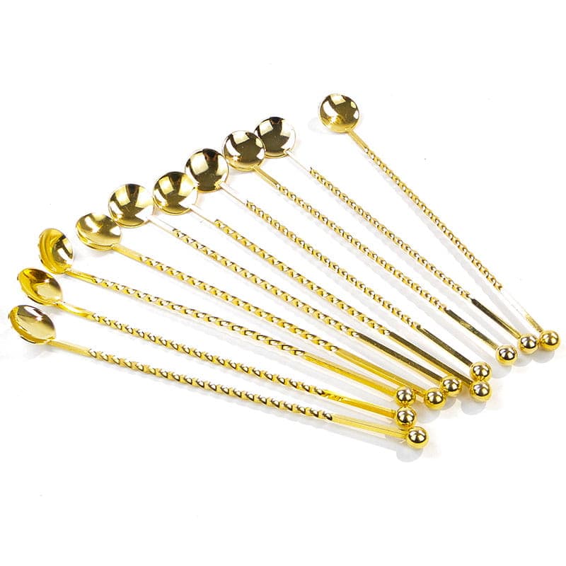 Set of cocktail spoons New Look, golden, metal, France, 1970s