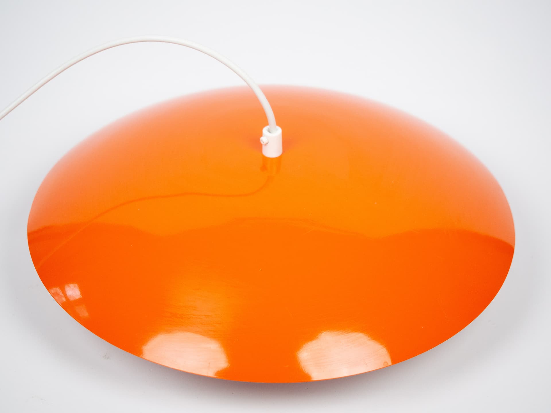 Pendant lamp Jutlandia, space age, orange metal, by J. Høi, Holmegaard, Denmark, 1970s. - 196594