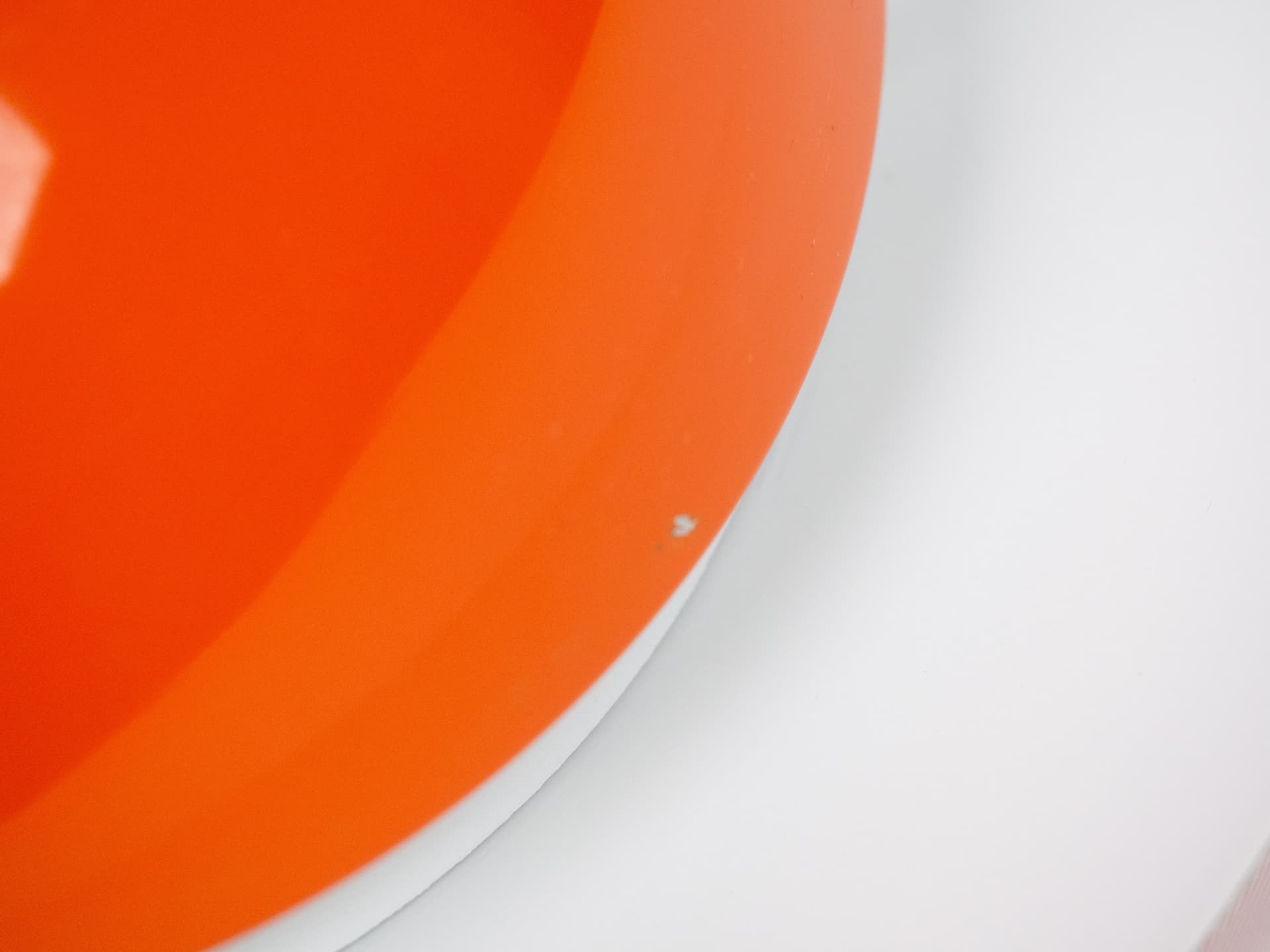 Pendant lamp Jutlandia, space age, orange metal, by J. Høi, Holmegaard, Denmark, 1970s. - 196600