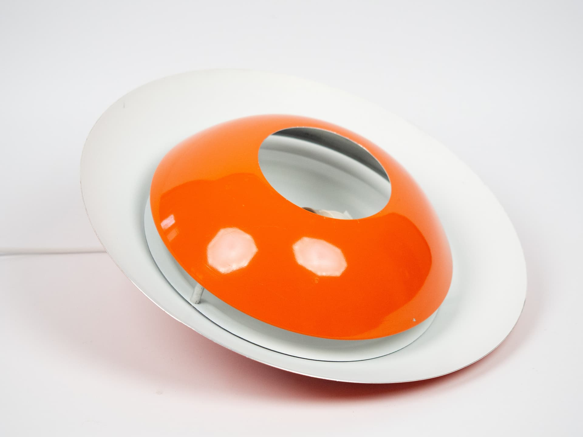 Pendant lamp Jutlandia, space age, orange metal, by J. Høi, Holmegaard, Denmark, 1970s. - 196595