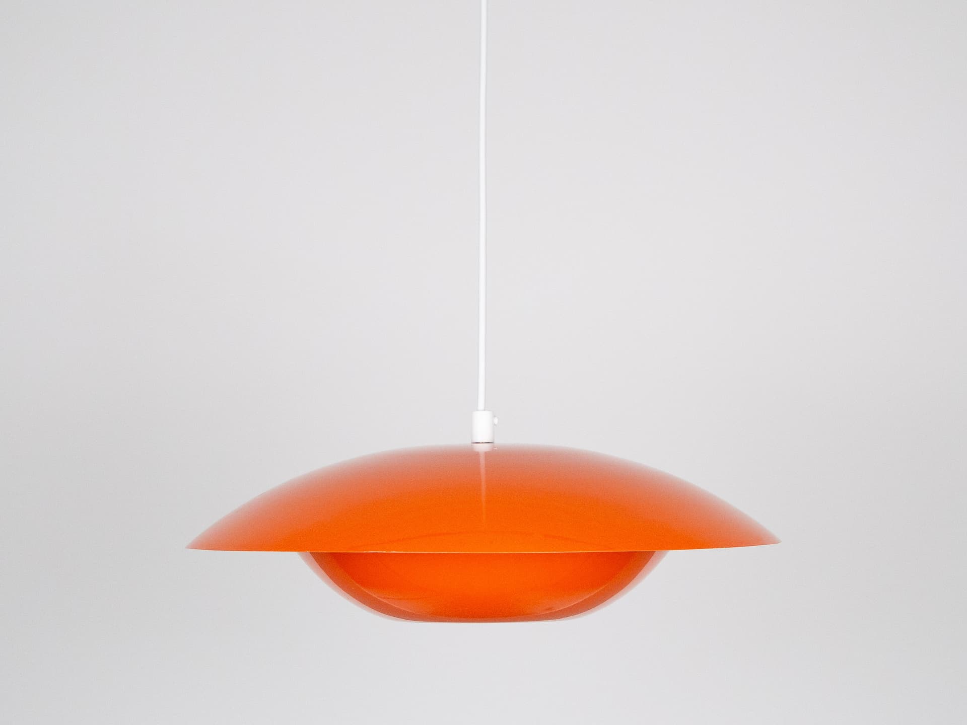 Pendant lamp Jutlandia, space age, orange metal, by J. Høi, Holmegaard, Denmark, 1970s. - 196590