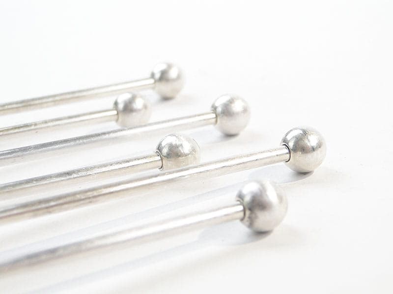 Set of cocktail spoons with straw, silver, brass, France, 1950s. - 196645