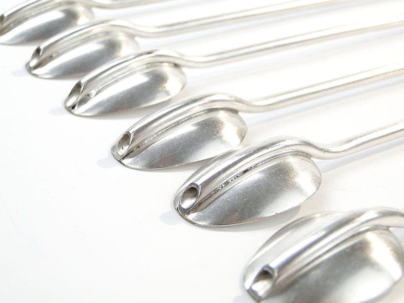 Set of cocktail spoons with straw, silver, brass, France, 1950s. - 196643