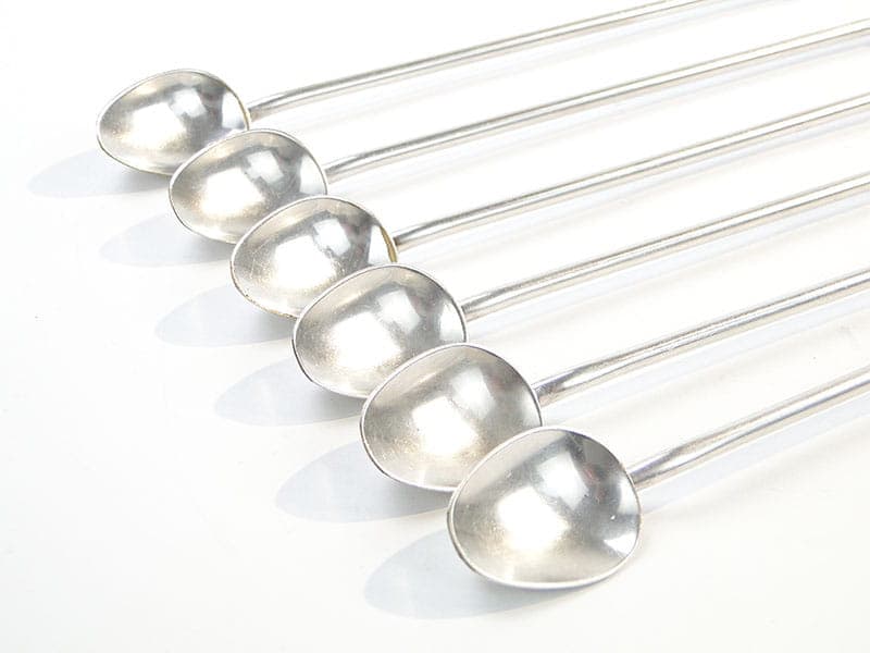 Set of cocktail spoons with straw, silver, brass, France, 1950s. - 196641