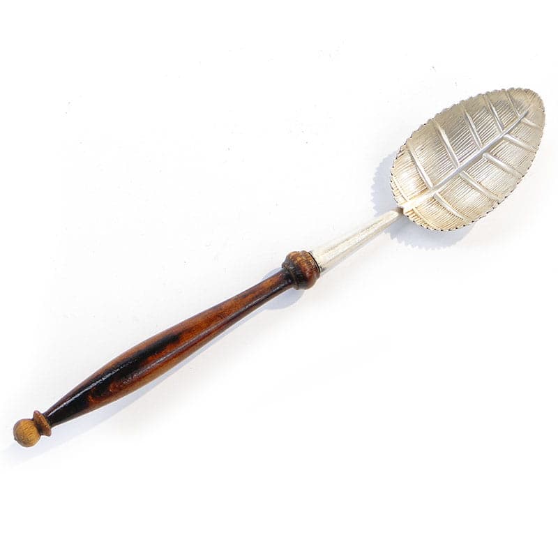 Jam spoon, Art Nouveau, silver, dark brown wood, Poland, 1920s