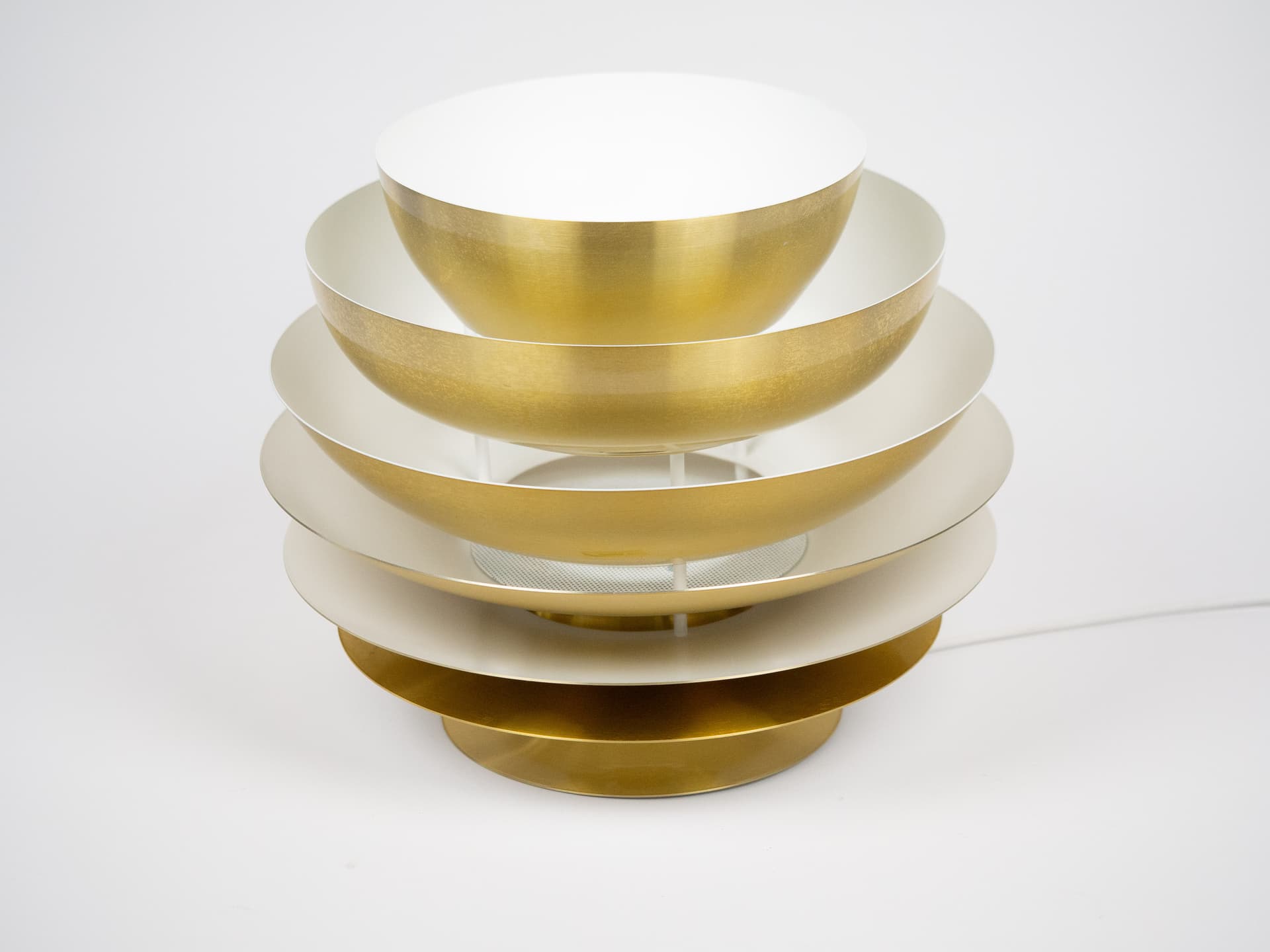 Pendant lamp Barcelona, golden metal, by B. Karlby, Lyfa, Denmark, 1970s. - 196707