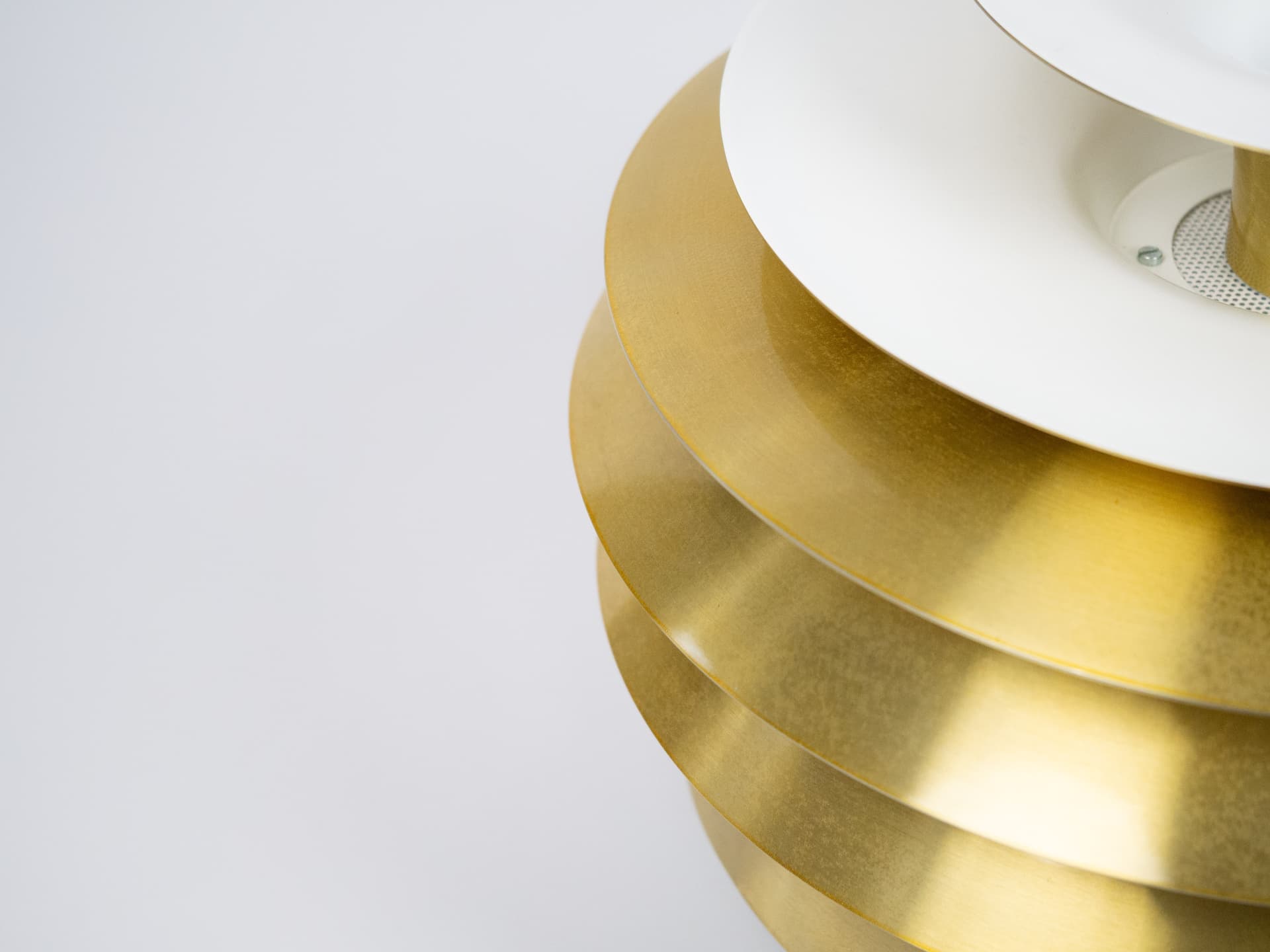 Pendant lamp Barcelona, golden metal, by B. Karlby, Lyfa, Denmark, 1970s. - 196710