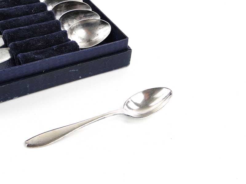 Komplet łyżeczek do mokki, srebro, mosiądz, Fraget, Polska, lata 40. - 196702